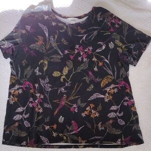 CJ Banks Multicolor Flora And Fauna Short Sleeve Top